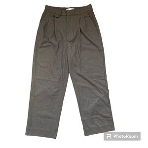 Zara Size Small Pleated Brown Straight Leg Pants Trousers